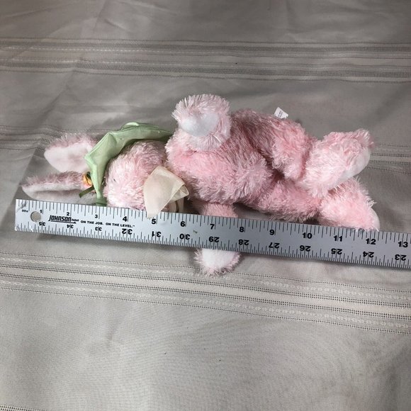 Pink Bunny Rabbit Stuffed Pellets Animal Plush 7"- 12" toy W/ Green Easter Hat - Picture 8 of 8